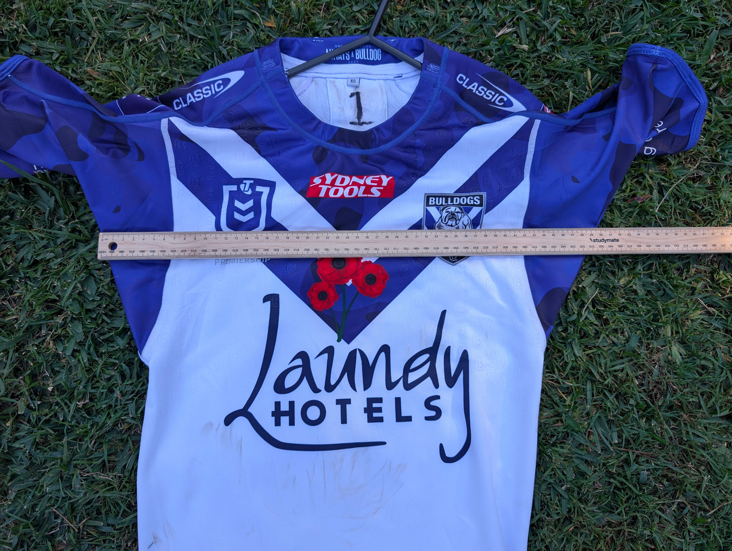 2022 Canterbury Bankstown Bulldogs Anzac Match Worn Jersey (XS)