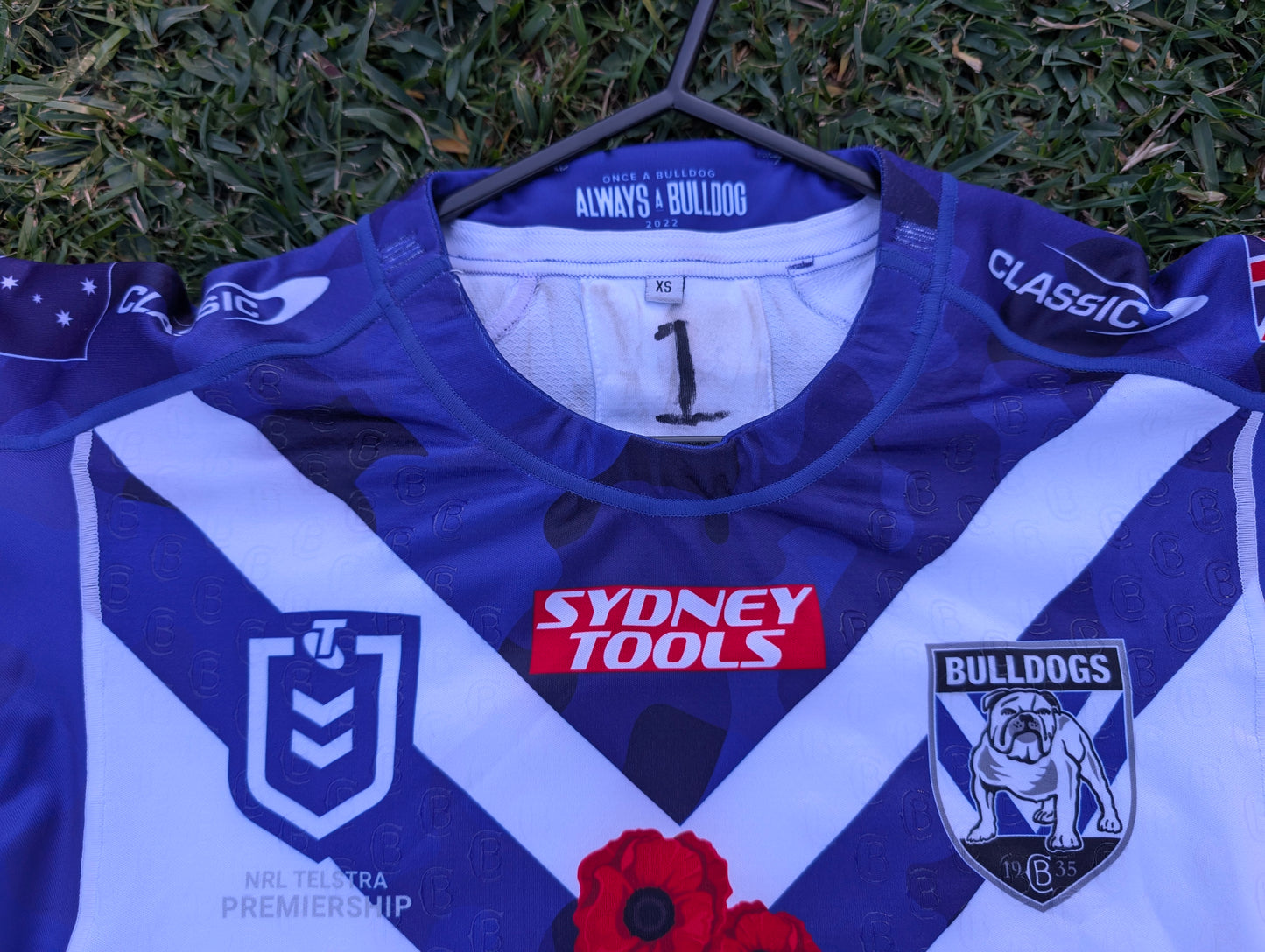 2022 Canterbury Bankstown Bulldogs Anzac Match Worn Jersey (XS)