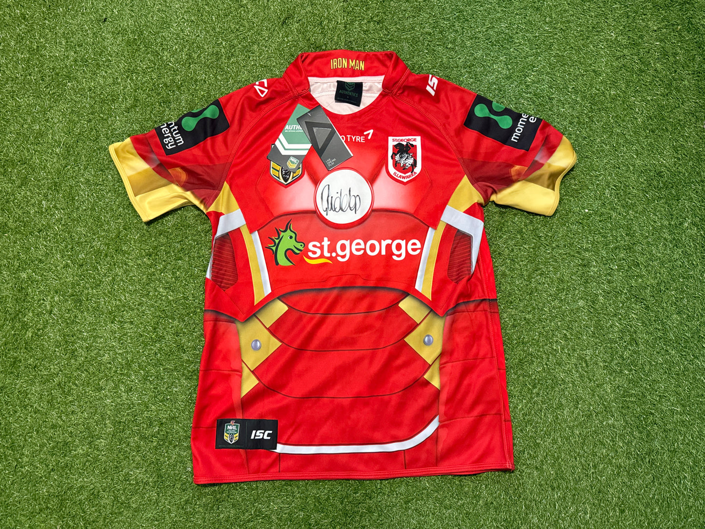 2015 St George Illawarra Ironman Marvel Jersey Signed BNWT (L)
