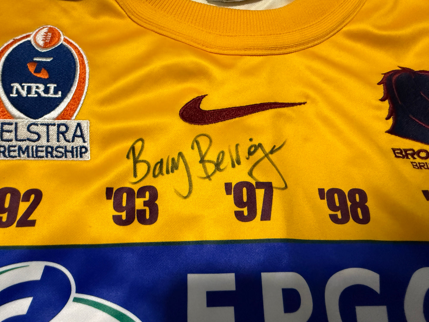 2003 Brisbane Broncos Heritage Player Cut Barry Berrigan signed (S)