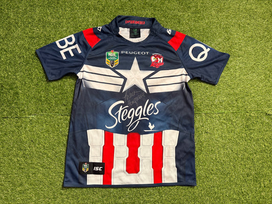 2015 Sydney Roosters JWH signed Captain America Marvel Jersey (L)