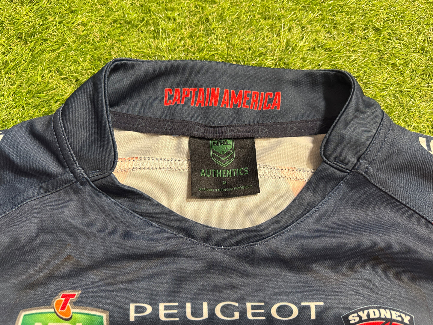 2015 Sydney Roosters JWH signed Captain America Marvel Jersey (L)