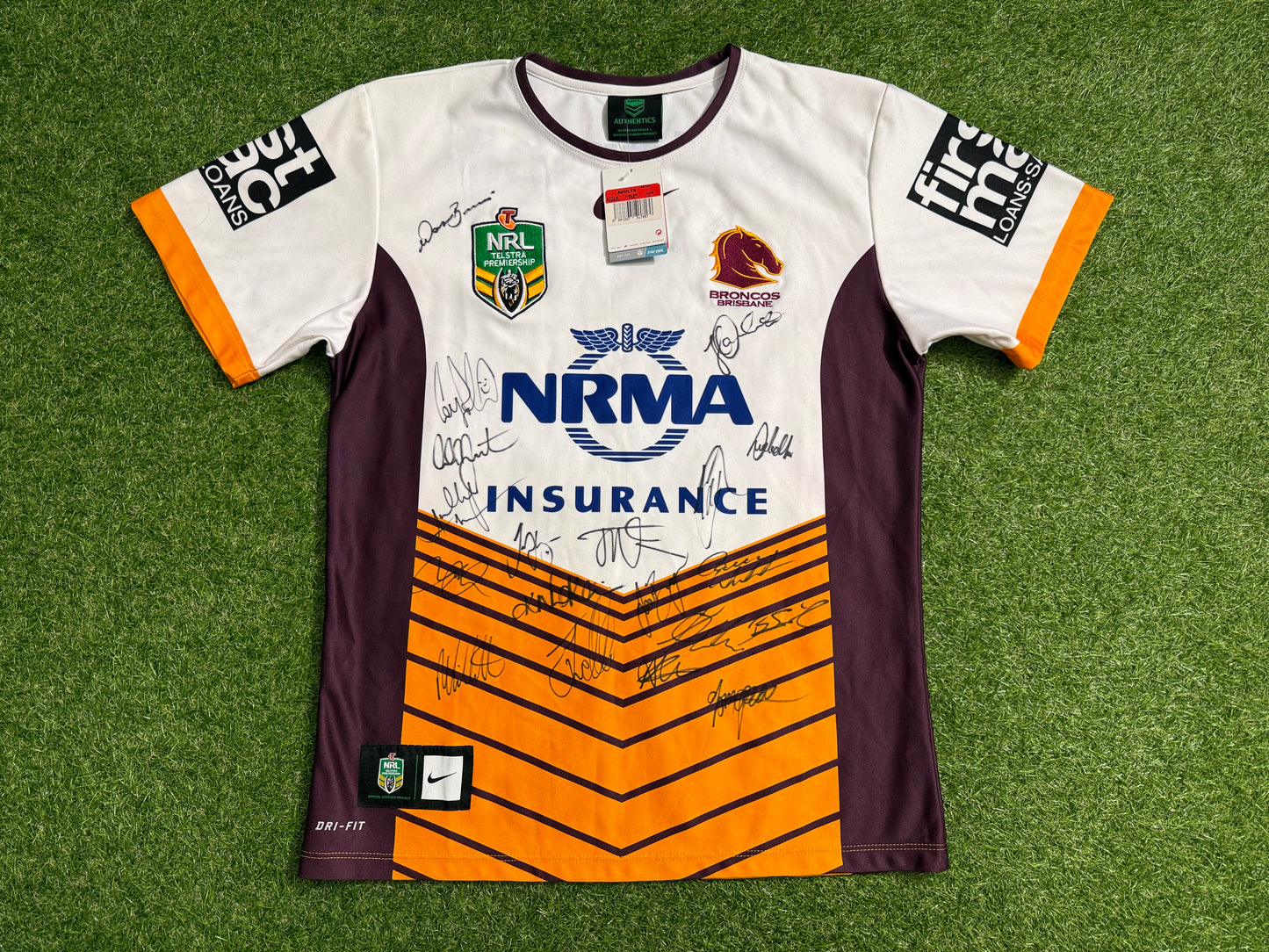 2016 Brisbane Broncos Away signed with tags (L)